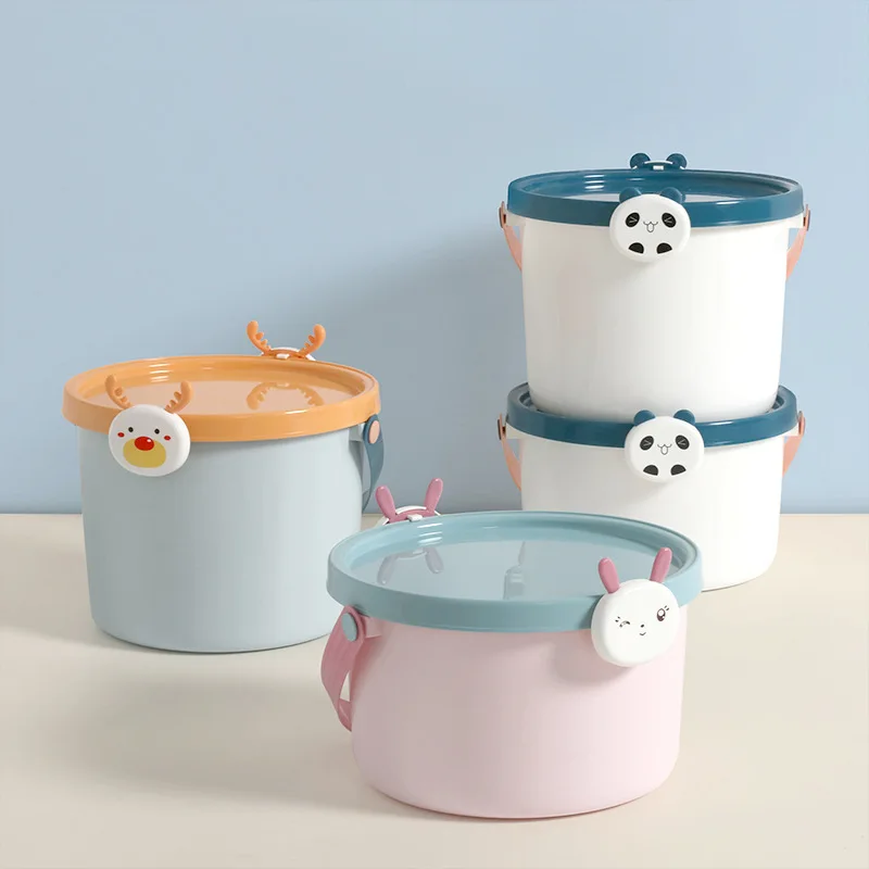 

Portable Creative Mini PP Storage Bucket With Multiple Specifications And Removable Buckle Circular Storage Dustproof Bucket