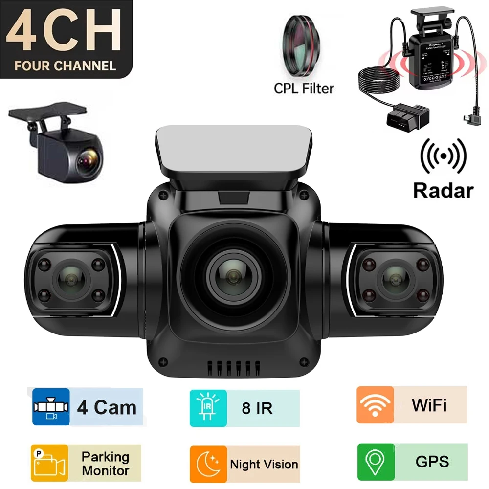 4-канальный 360-градусный GPS WIFI видеорегистратор 4*1080P HD для автомобильного