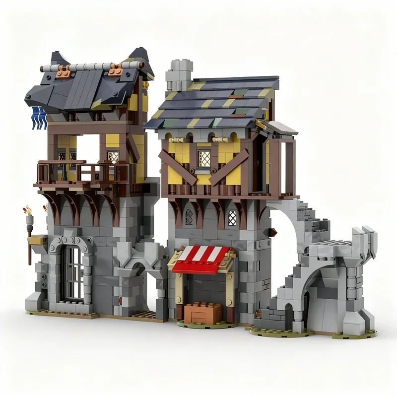 Фото Набор строительных блоков MOC Uptown Keep Castle, 1082 детали, архитектурная модель, игрушки, рождественские подарки, подарки на день рождения, развивающие идеи для детей №2