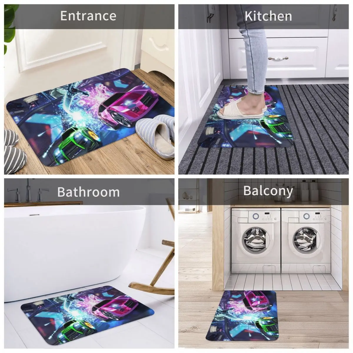 

Rocket Car League Bath Door Mat Jdms Car Rug Carpet Decor Entrance Living Room Home Kitchen Bedroom Anti-slip Balcony