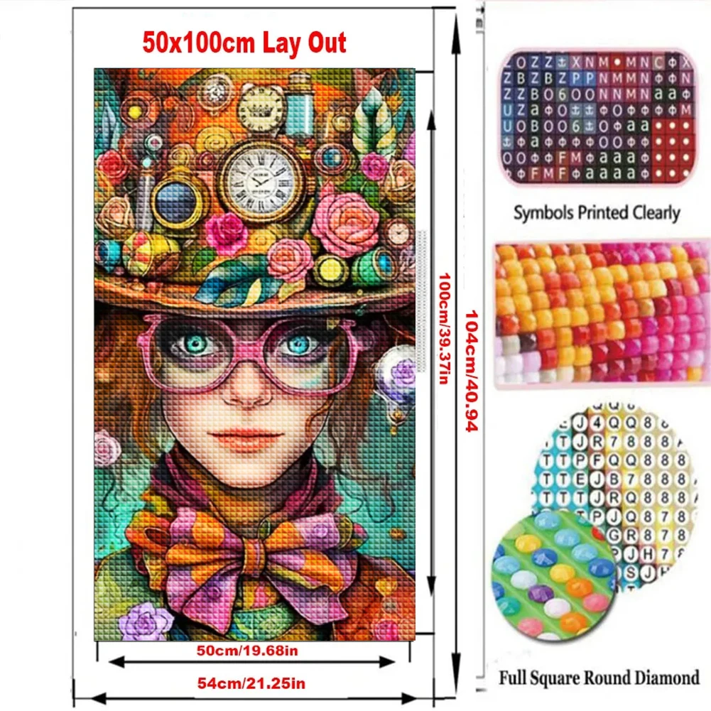 Большая Алмазная картина в стиле стимпанк с цветами и красивой девушкой