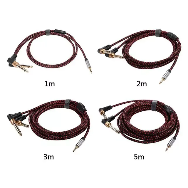 

Audio Cable Angled Mini Jack 3.5 to Dual 1/4" Jack for TV PC Speaker Amplifier 3.5mm to 2*6.35 OFC Cable