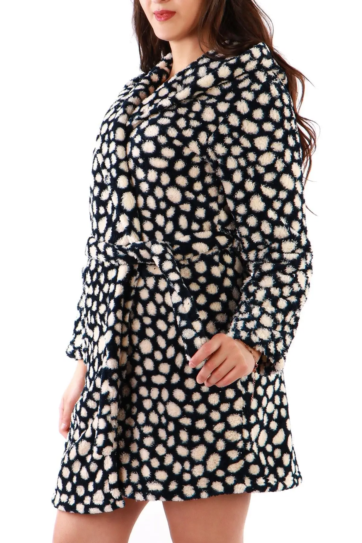 

Dressing Gown Navy Blue Welsoft Pocket Hooded Lycra Fashion Robe Robe Robe Sexy Peignoir Kimono Bride Sleepwear Night Gown