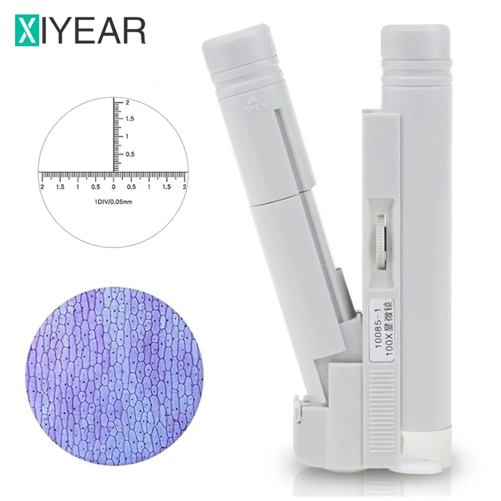 40-150X  Illuminated Handheld Microscope Portable Pocket  Mini Magnifier With Scale Foldable Jewelry Magnifying Loupe