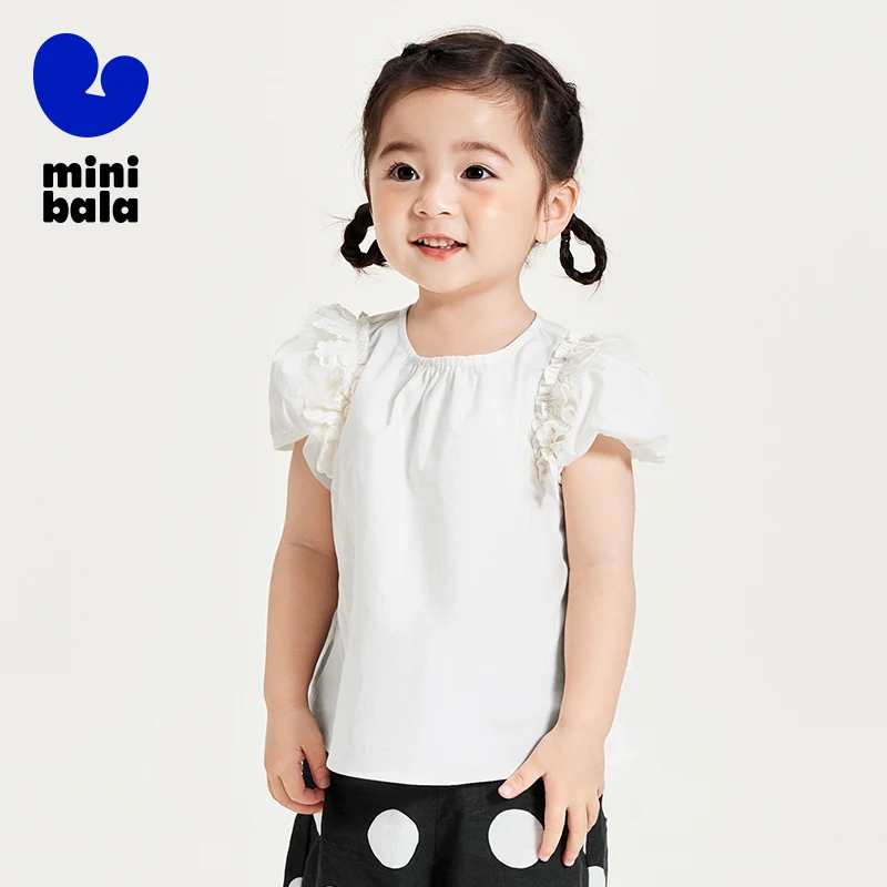 Мини-хлопковая Рубашка Для Девочек С Рюшами Дышащий Летний Топ Короткими