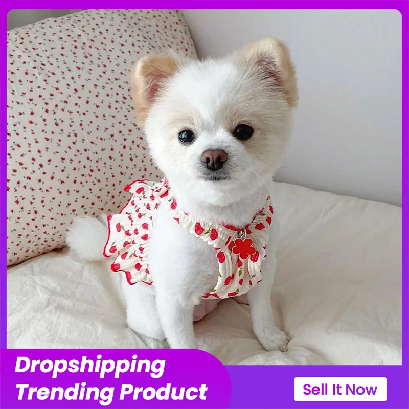 

Dog Dresses Pet Clothes Cat Suspenders Sweet Clothing Small Chihuahua Summer Pink Breathable Dress Hot Dropshipping