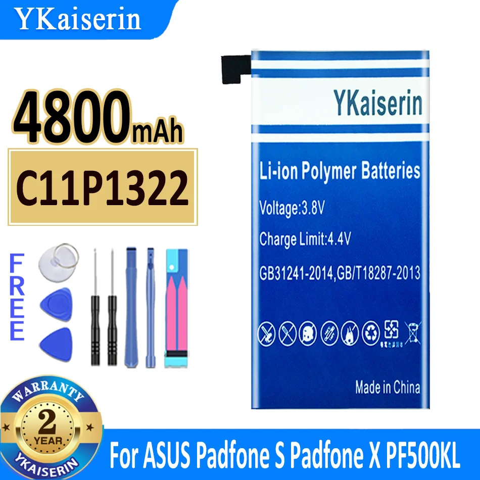 

YKaiserin For ASUS Padfone X Battery For ASUS Padfone S/padfone X T00N PF500KL T00D C11P1322 4800mAh High Capacity