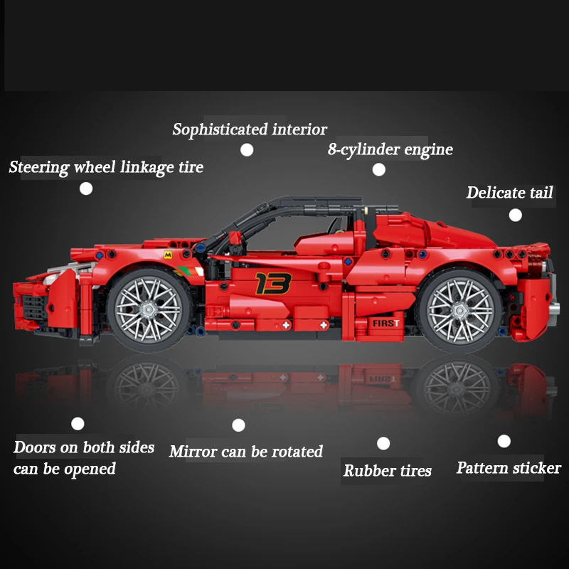 MORK Original Ferrari Building Blocks Super Sports Racing Car Compatible with Lego High-Tech Bricks Model Toy for Kids Boys Gift |