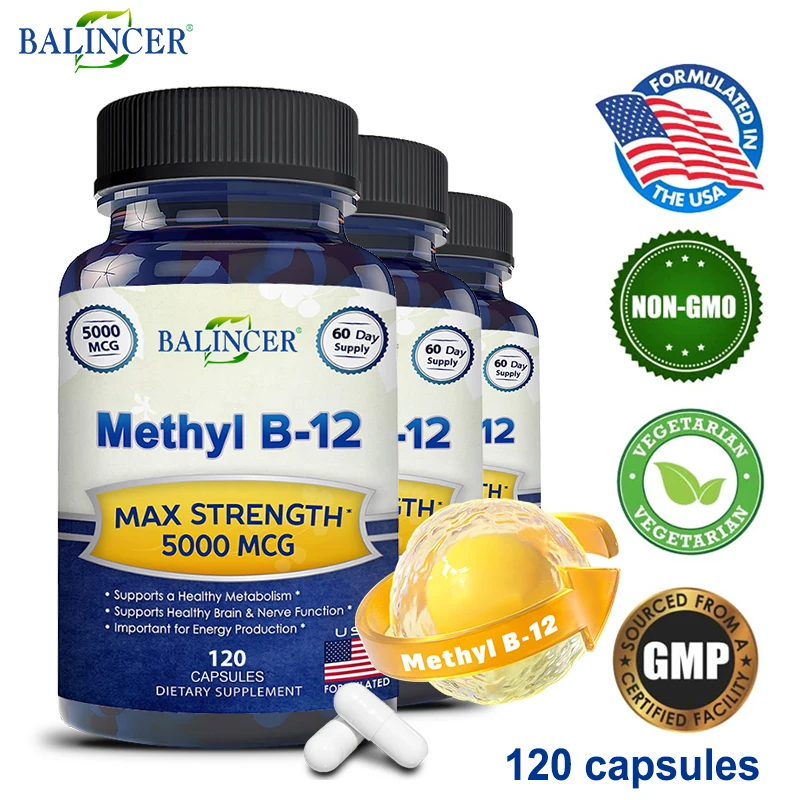 

Balincer Vitamin B12 (Methylcobalamin) - Helps Improve Brain Function, Maintain Healthy Brain Cells and Reduce Overall Fatigue