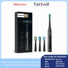 Fairywill Electric Sonic Toothbrush USB Charge FW-507 Rechargeable Waterproof Electronic Tooth Brushes Replacement Heads Adult