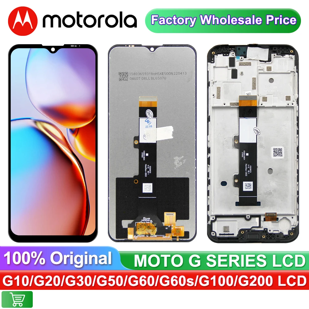 ЖК-дисплей для Motorola Moto G10 G20 G30 G50 G100 сенсорная панель дигитайзер с рамкой замены G50s