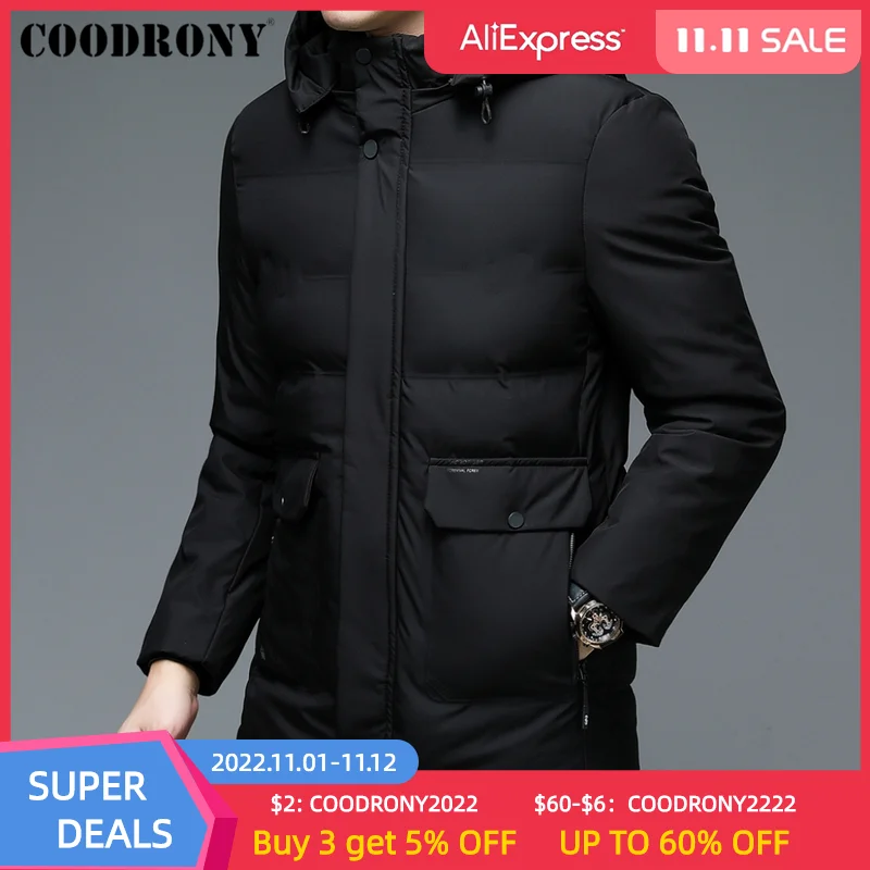 COODRONY Brand Men's Winter Jackets Thick Warm Hooded Parkas Long Coat Men Clothing Casual Big Pocket Windproof Overcoats Z8147