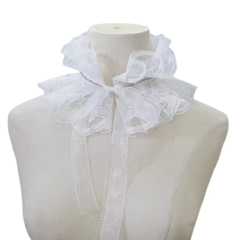 

Victorian Collar Ruffled Court Collar Sweet Lapel Collar for Shirt Blouse Decorative Spread False Collar