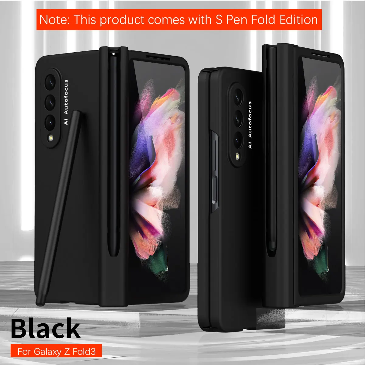 

Magnetic With S Pen Holder Stand Cover For Samsung Galaxy Z Fold 3 5G Case Protection Shockproof Phone Case（ With stylus）