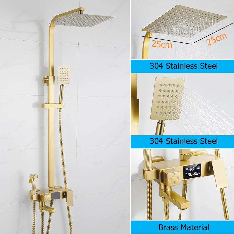 

OXG Смеситель для душа матовый золото цифровой дисплей