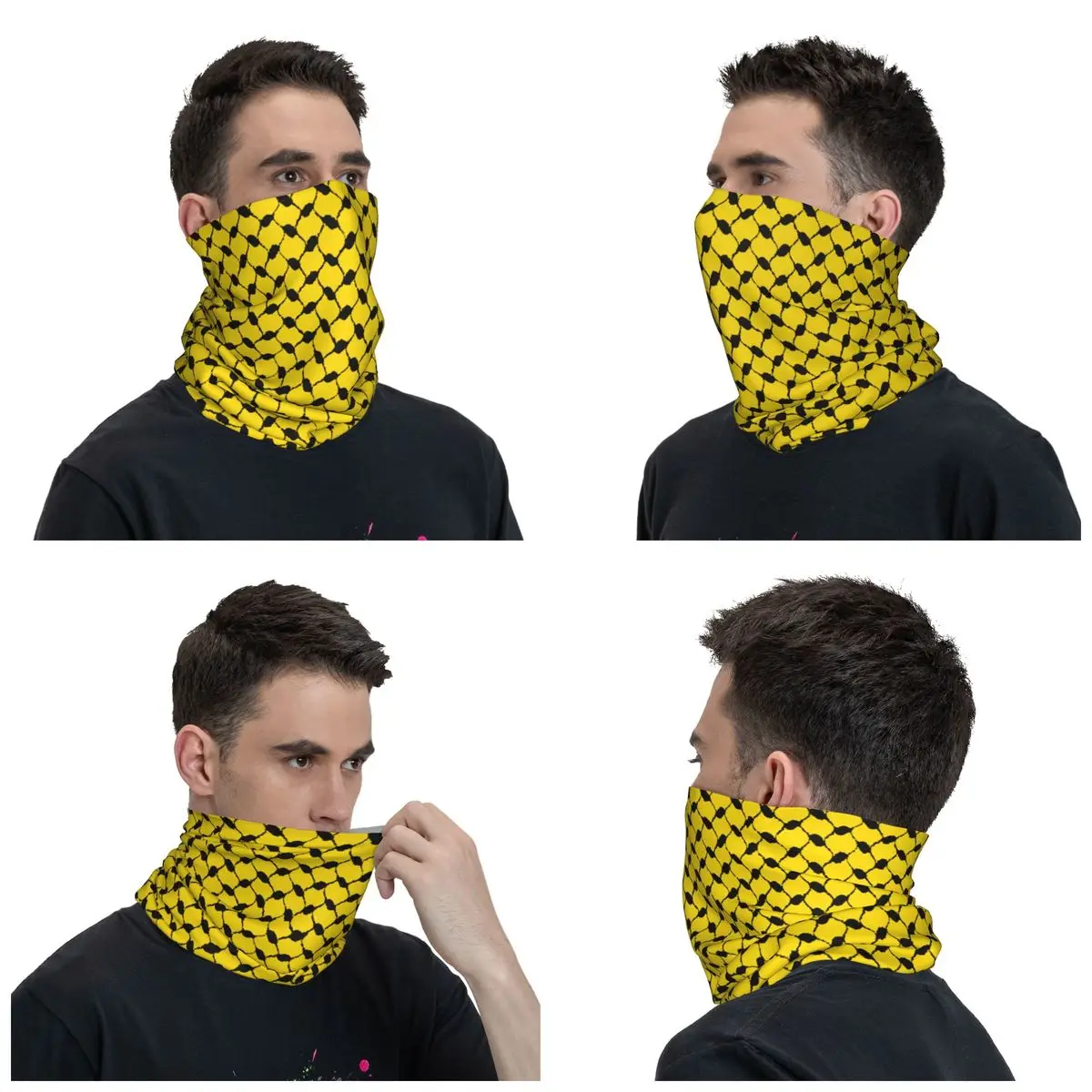 Фото Изготовленная на заказ Hatta Kufiya Keffiyeh в этническом стиле, зимняя повязка на голову, теплая повязка на голову, мужской лыжный шарф для бега, бандана для лица, гетры №2