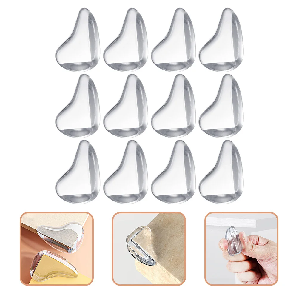 

12 Pcs Water Drop Anti-collision Angle Clear Bumpers Baby Proofing Corner Guards Protector Silica Gel Safety Protectors