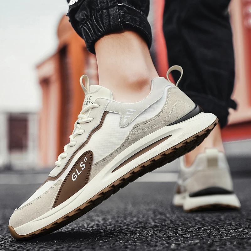 New Men's Golf Shoes Fashion Versatile Casual Walking Shoes Men's Beige Grey Nailless Comfort Training Golf Sneakers