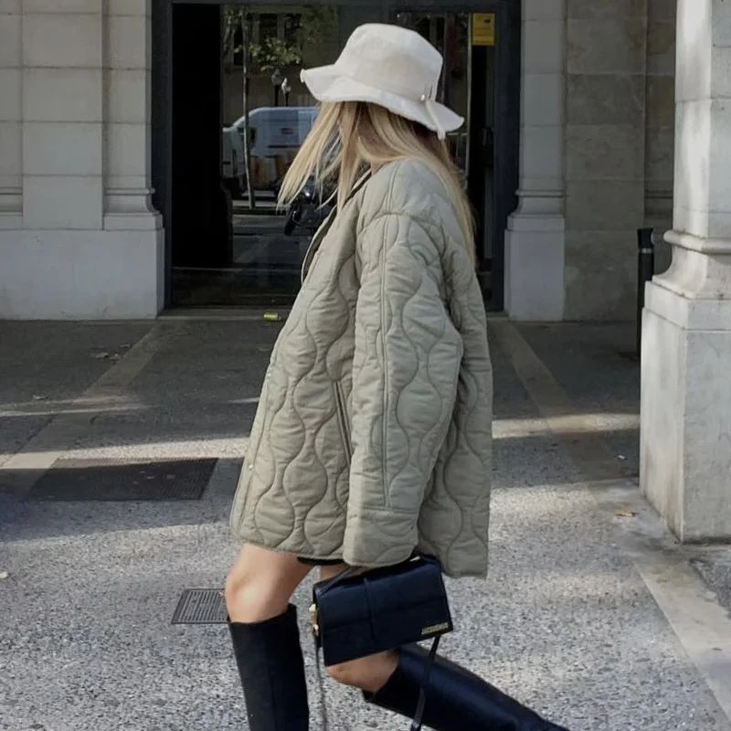 Ardm Fashion Single Breasted Winter Jacket Women Casual Long Sleeve With Pockets Black Cotton Coat Streetwear New In Outerwears