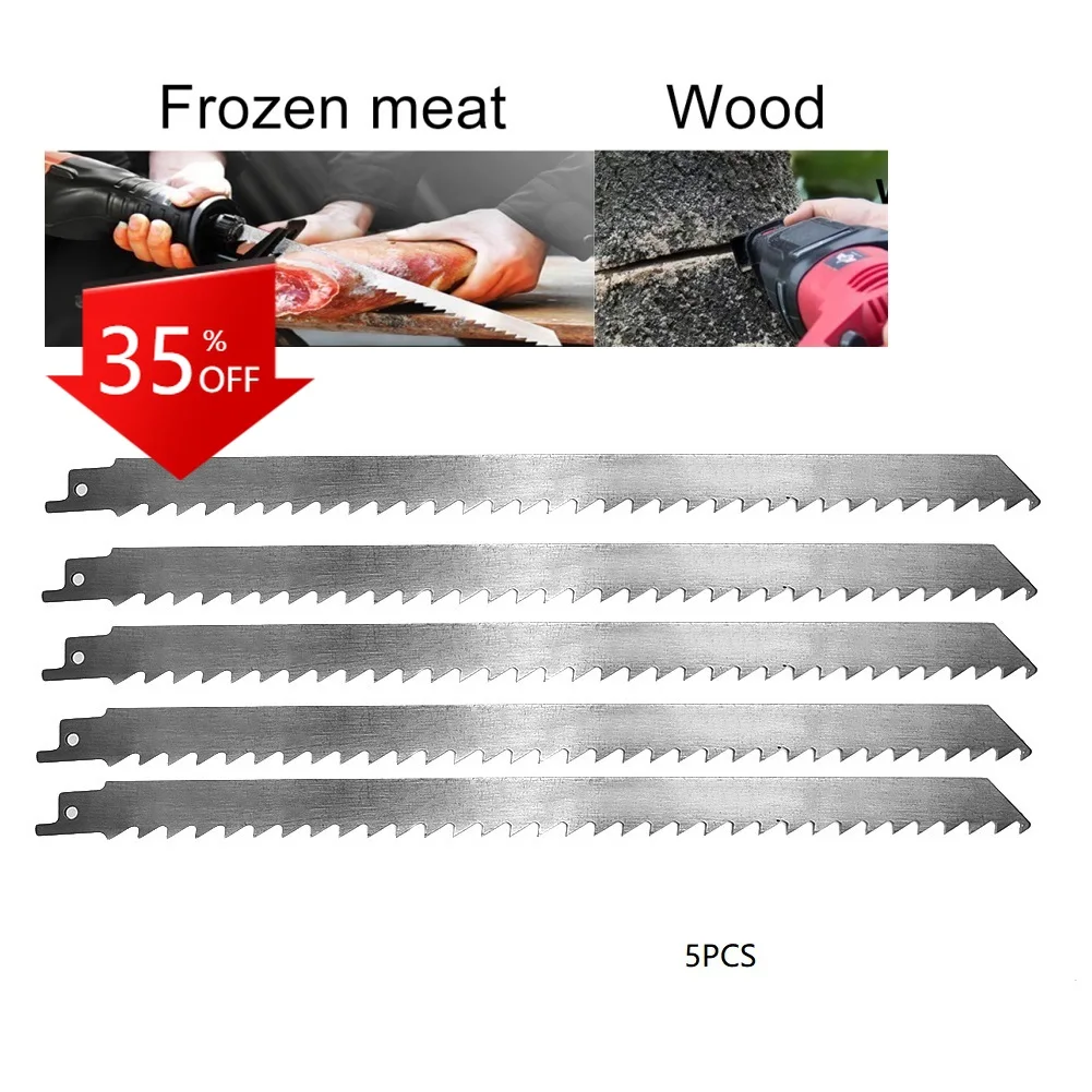 

5Pcs 300mm Stainless Steel Blades S1211K Reciprocating Saw Blade Cutting Ice Cubes Meat Woodworking