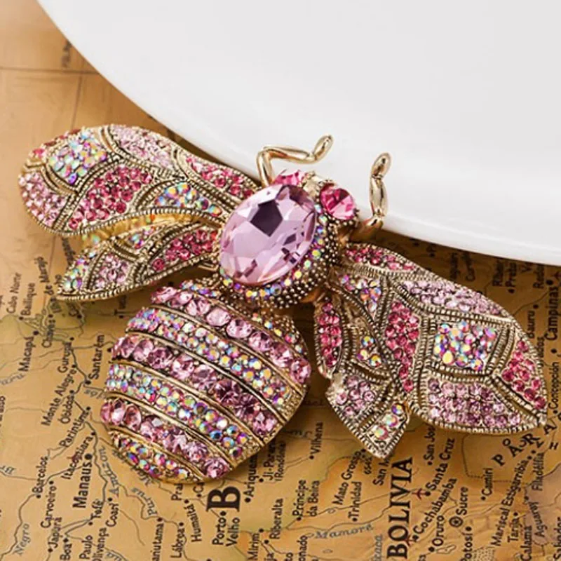 

Big Size Bee Rhinestone Brooches For Christmas Accessories Collar Women Hijab Pins And Broches Bijoux Women's Brooch Pin