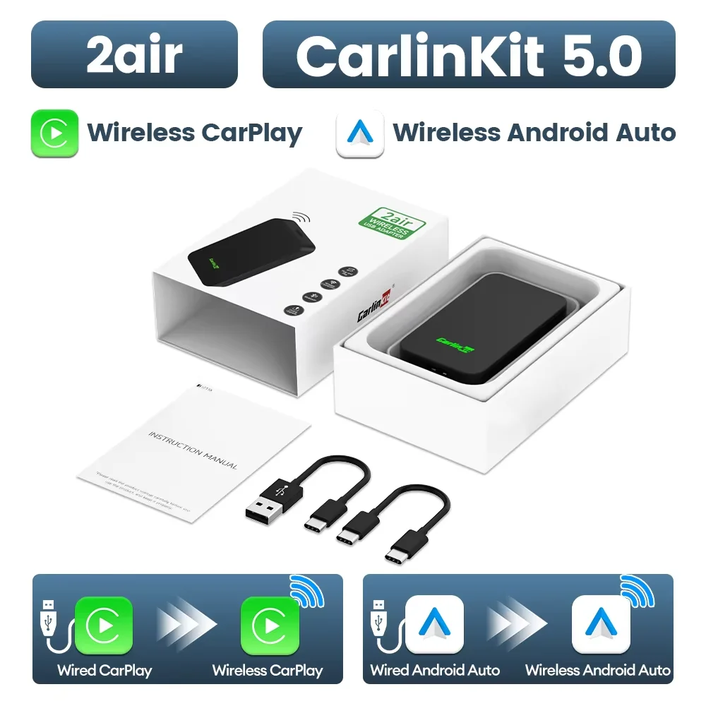 

Беспроводной Адаптер CarlinKit 5.0 2Air Для Android Auto И CarPlay: Plug And Play Bluetooth WiFi Адаптер С Автоматическим Под...