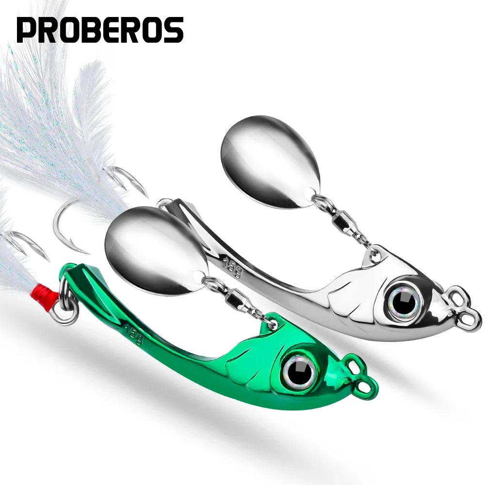 

PROBEROS 1PC Spinner Bait 9g-13g-17g Rotating Metal Vibration Lure Sinking VIB Spoon Fishing lurre Hard Wobbler With Sequin cebo