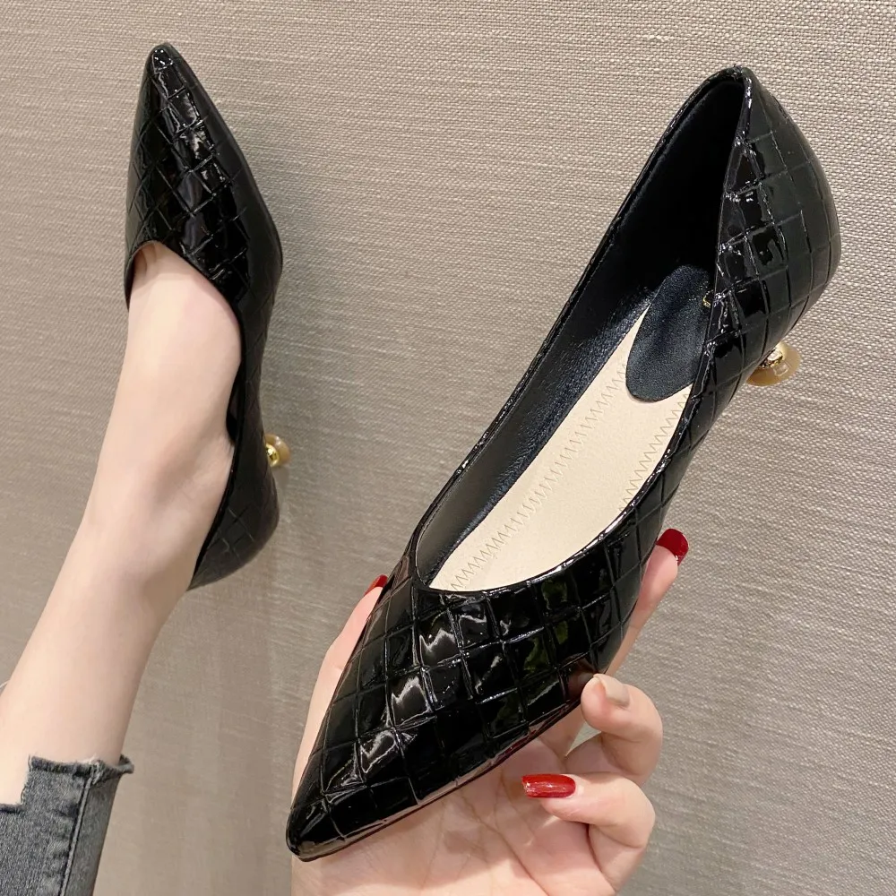 2022 New Weave Fashion Style Women Pumps Spring Summer Pointed Toe Thin Heels Office Ladies Casual Work Party Single Shoes Green