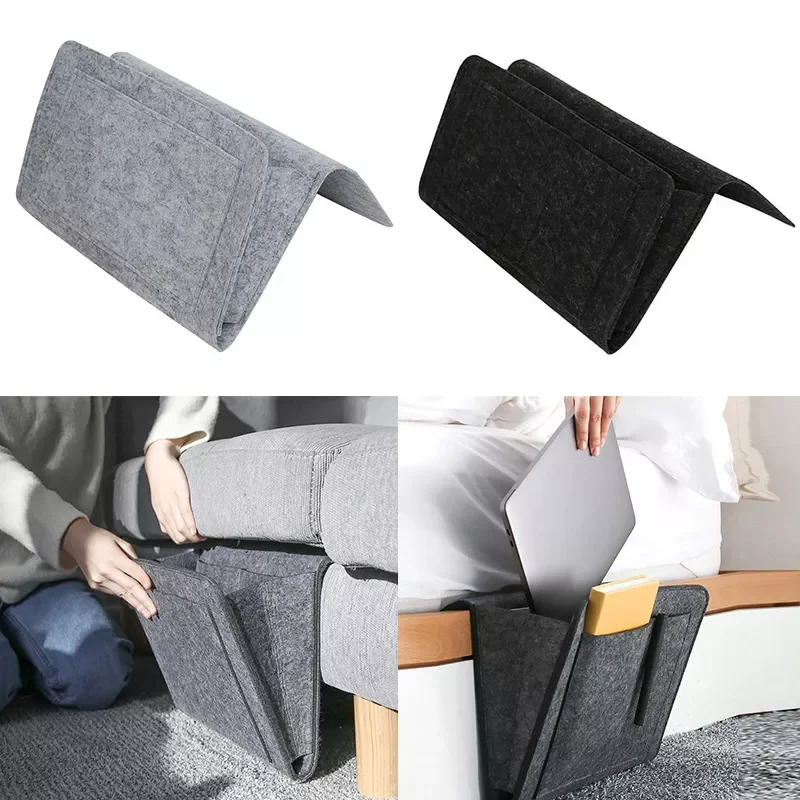 

Storage Bag Pocket Felt Bedside Hanging Storage Organizer Dorm Room Book Magazine TV Remote Bunk Holder For Bed Table Sofa
