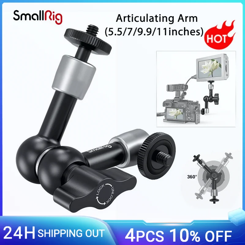 Фото SmallRig 5,5 дюймовый Регулируемый фрикционный шарнирный магический рычаг с резьбой 1/4 для ЖК-монитора/светодиодной лампы №1