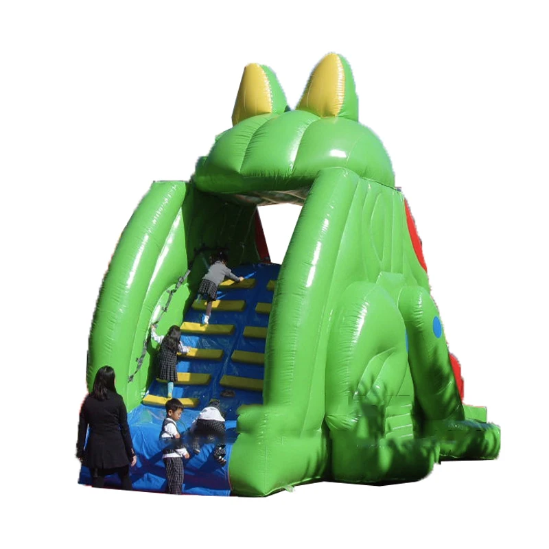 

Inflatable Slide Frog Design Land Slide With Climbing Inflatable Dry Lane PVC Mesh Cloth For Kids Amusement Park Play