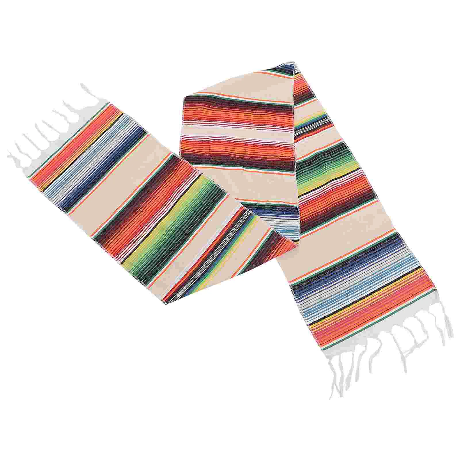 

Table Runners Holiday Mexican Cover Runner Christmas Stripe Mexico Linen Cotton Cloth Decorations Farmhouse Decorative Party