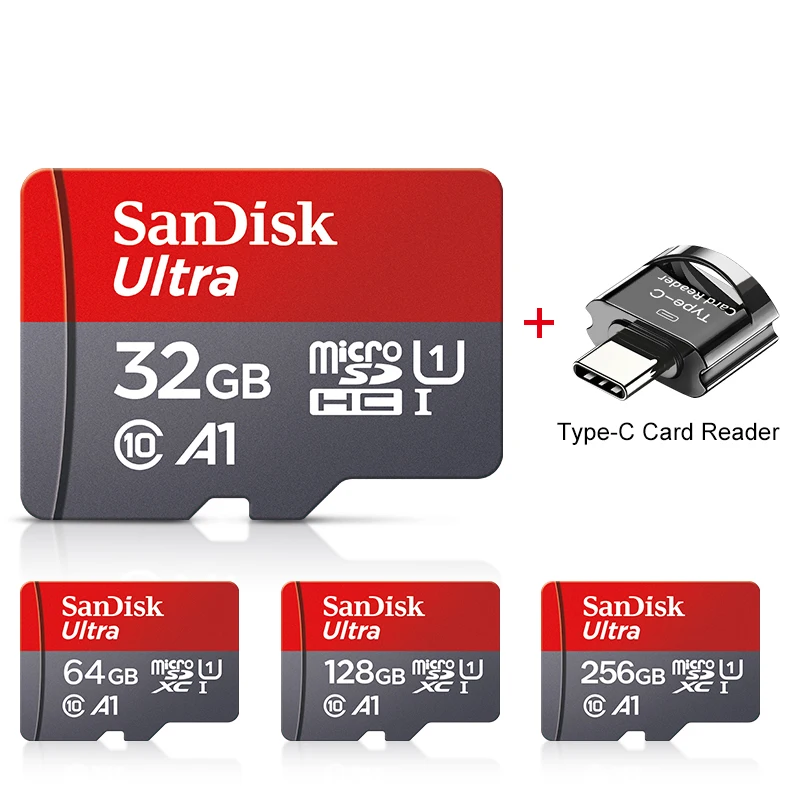 100% оригинальная карта памяти SanDisk 128 ГБ 64 32 A1 Micro SD Card Class 10 UHS-1 TF Flash для Samrtphone/ПК