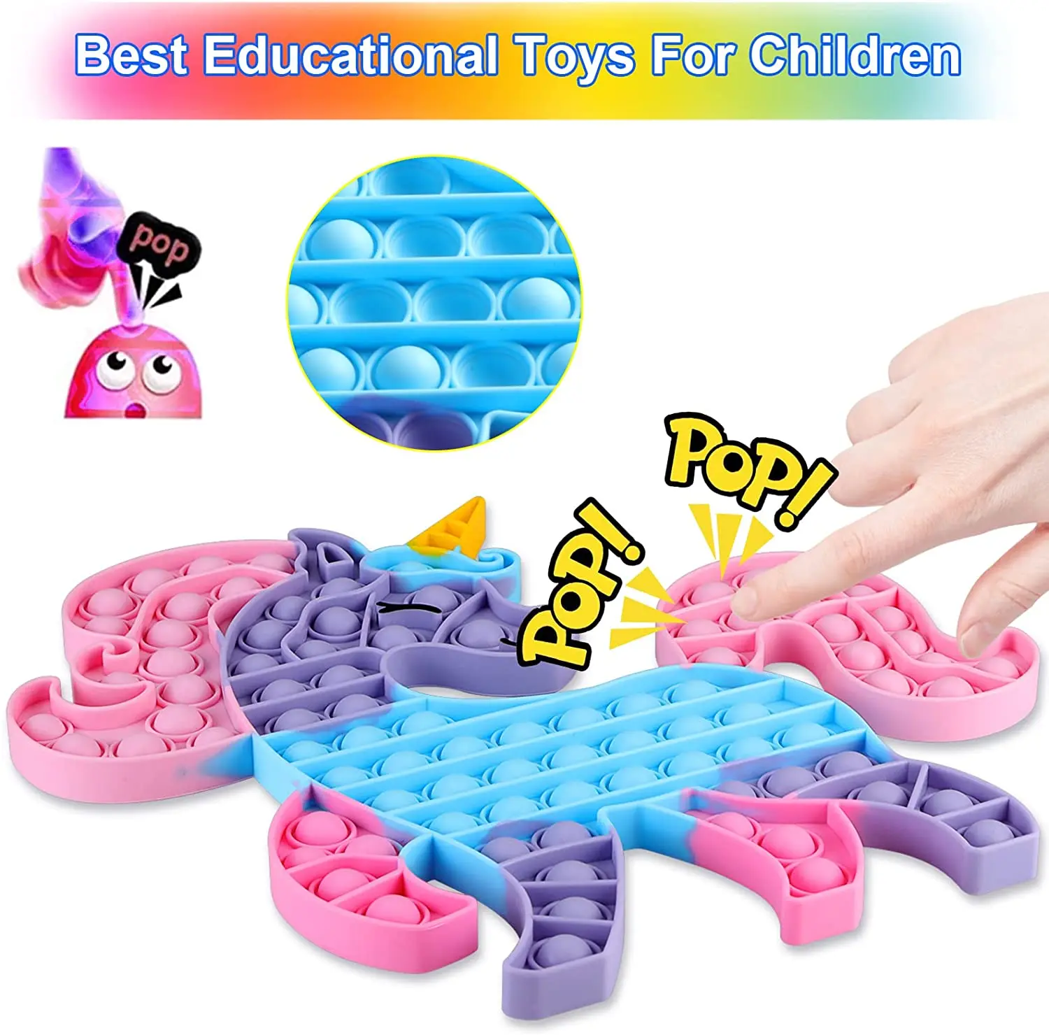 Игрушки-антистресс большого размера Сумка единорог радужные пузырьки с большим