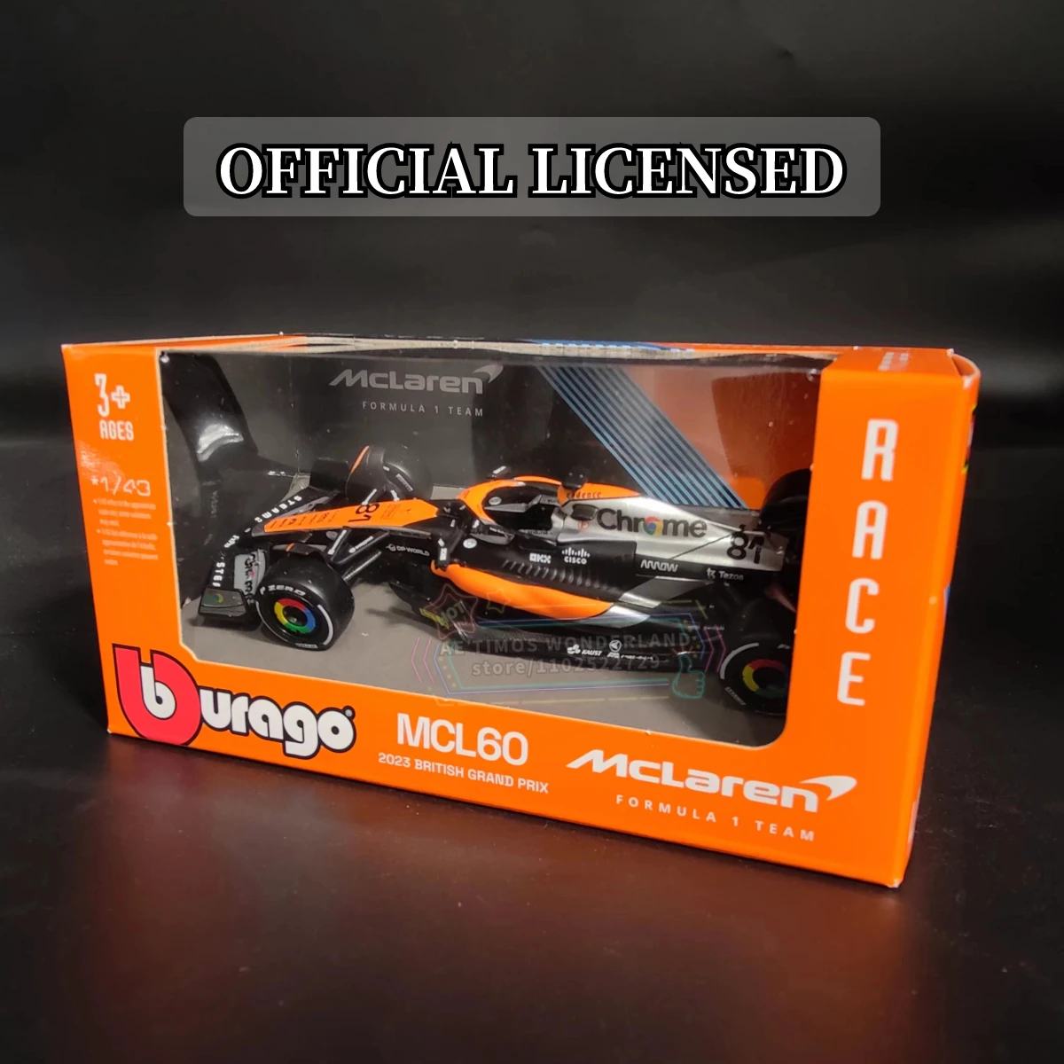 Mclaren MCL60 Bburago Масштаб 1:43 Литая Под Давлением Модель Автомобиля 2023 F1 Формула 1