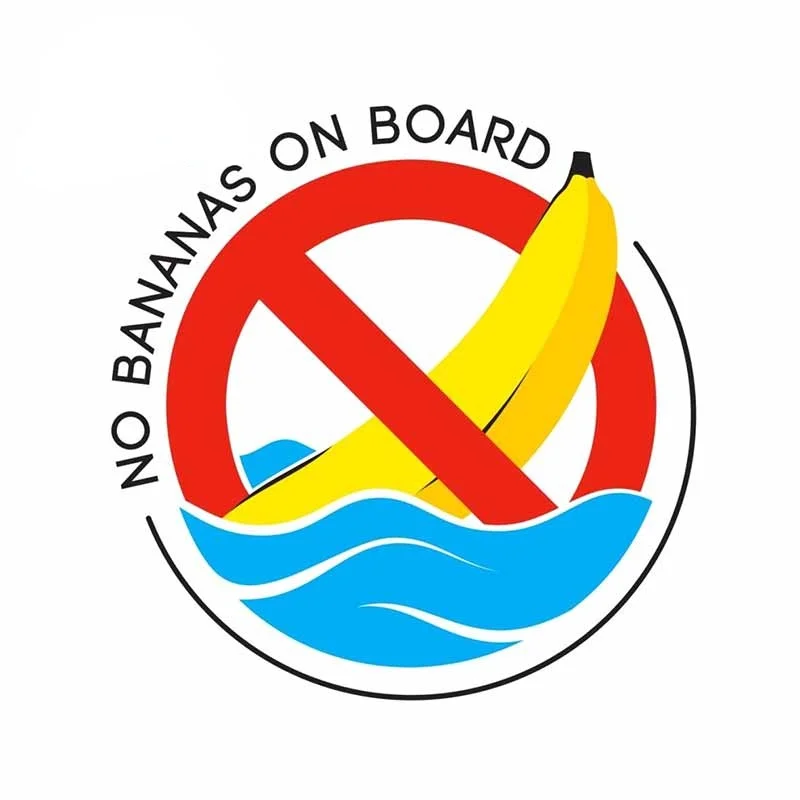 

F297#13cm/17cm Popular No Bananas on Board Car Bumper Stickers Decal Personality Creative Car Accessories Pegatinas Para Coche