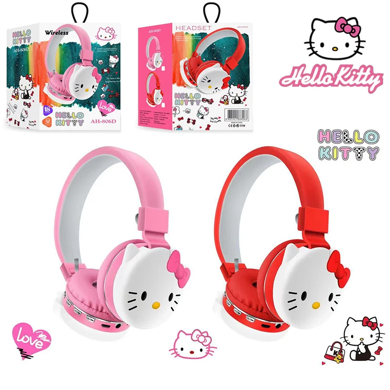 

Kawaii Hello Kitty headphones AH806d head-mount bluetooth headset cartoon mobile phone computer music stereo headset Sanrio Gift