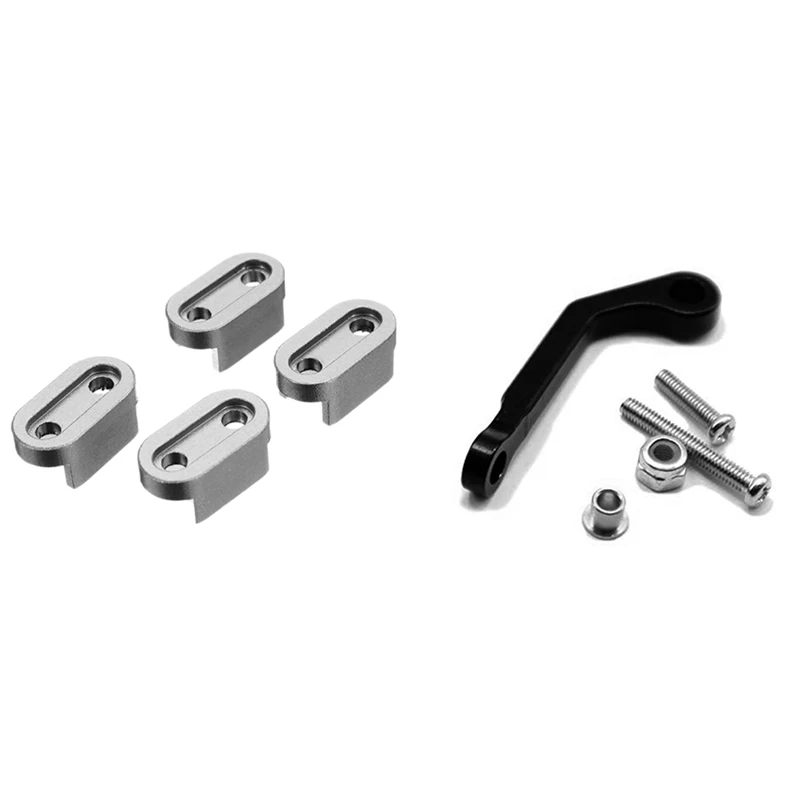 

2 Set RC Car Part: 1 Set Upgrade Metal Firm Fixed Seat & 1 Set Metal Servo Pull Rod,Black