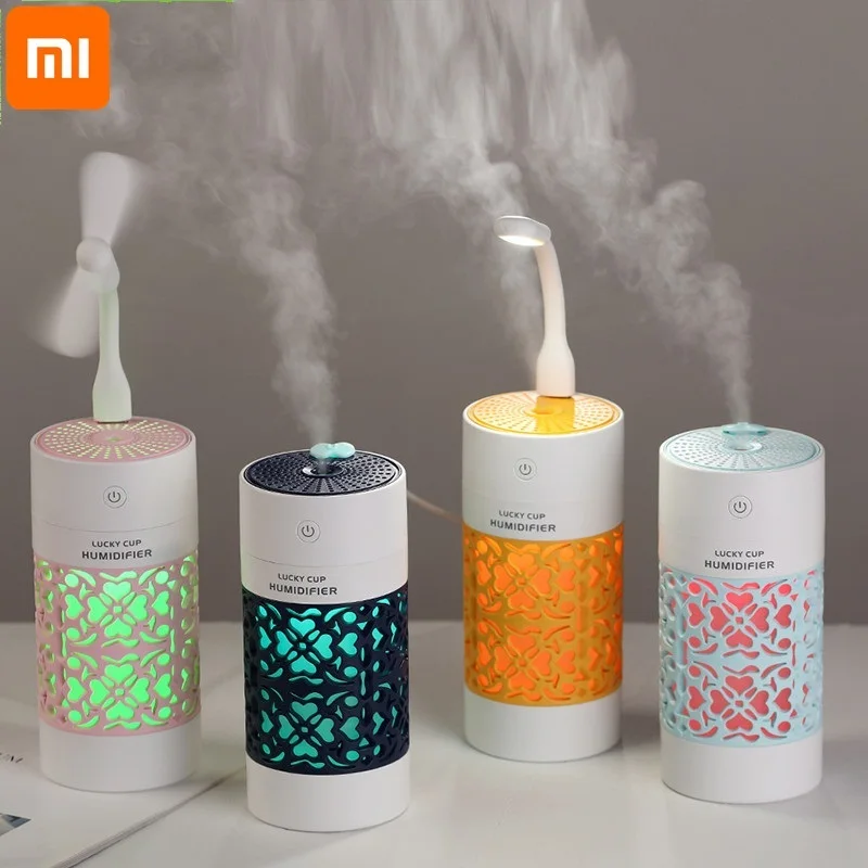 

Xiaomi USB 250ml Air Humidifier With LED Night Lamp Mini Fan Aroma Essential Oil Diffuser Fogger Mist Maker For Home Office