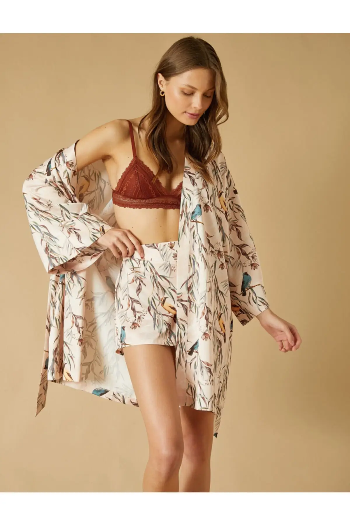 

Dressing Gown pattern Belted Fashion Robe Female Bathrobe Sexy Peignoir Kimono Bride Dressing Gown Gown Gown Gown Gown