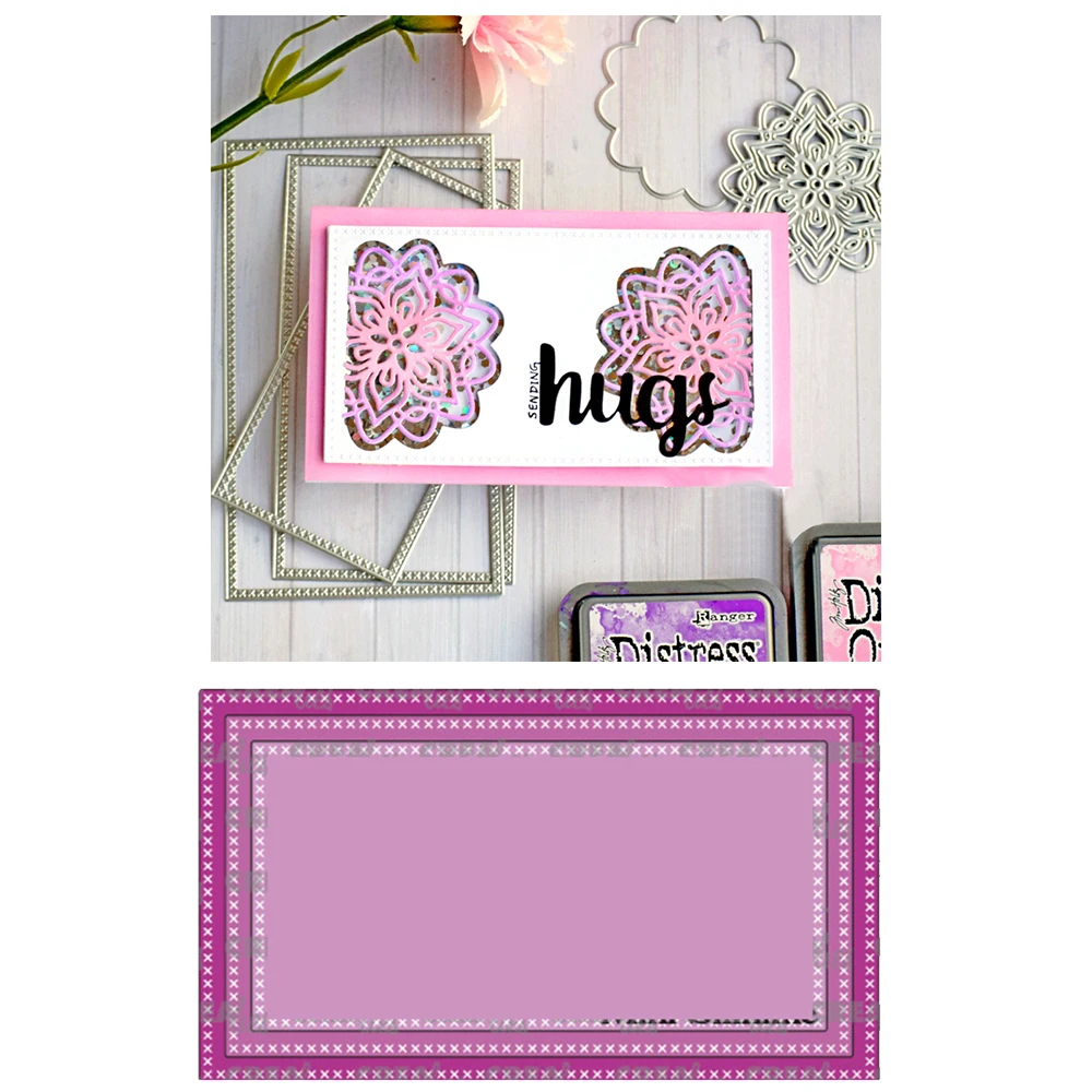 

Dotted Rectangle Metal Cutting Dies No Stamps For Diy Dies Scrapbook Paper Card Embossing Decoration Photo Album Craft Dies