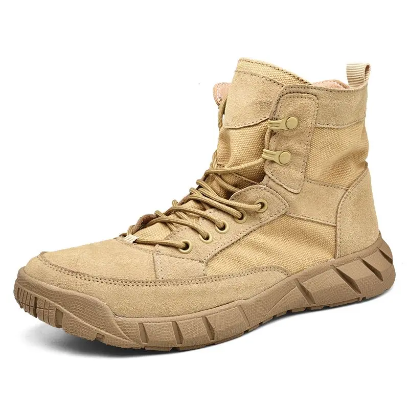 Autumn Leather Martin Boots Men's High Top Ankle Desert Workwear Outdoor Climbing Women's Hiking Boots Lightweight Non-Slip