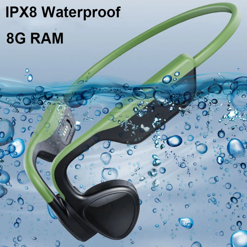 

Bone Conduction Headphones Bluetooth wireless IPX8 Waterproof Earphones with Mic 8G RAM High Quality Earphones For Smartphone