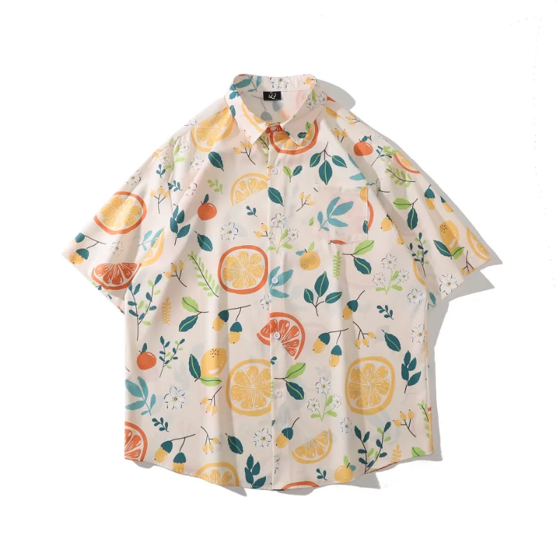 

Shirt Men's 2023 Summer New Vintage Print Short Sleeve Shirt Loose Casual Blouse Shirt Camisas Y Blusas Men Clothing Рубашка