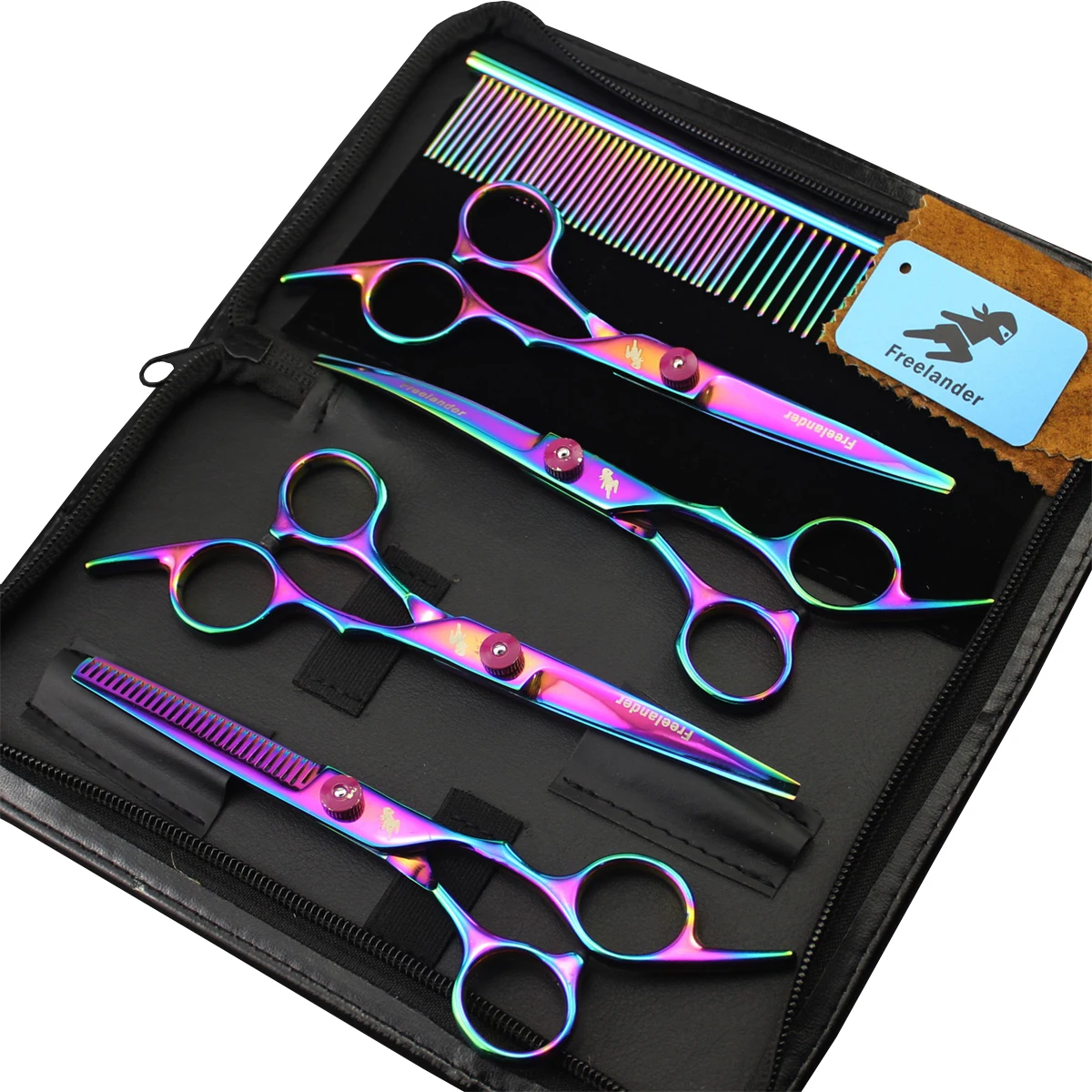 

Pet Scissors Set 6" Stainless Hairdressing Scissors Hair Cutting Scissors Thinning Scissors Curved Shears Add Bag Dropshipping