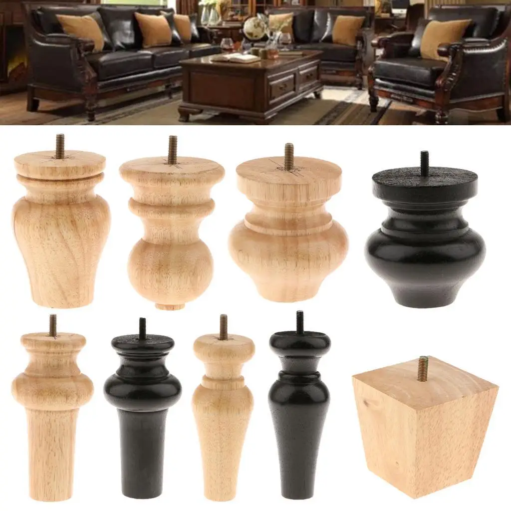 

Solid Wood Furniture Legs Sofa Couch Lounge Chair Bed Leg Feet NO 3 Black
