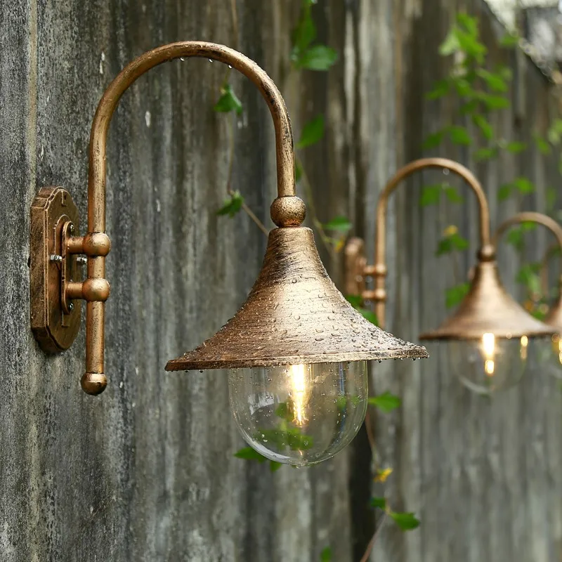 Retro Outdoor Wall Light Europe Villa Sconce Lamp E27 Waterproof Exterior Garden Doorway Light Black Bronze Vintage Porch Lamp