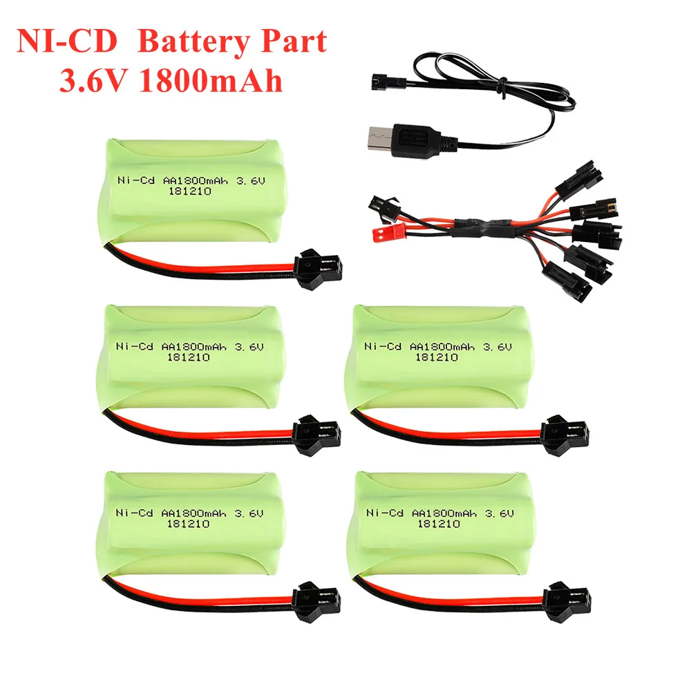 1/2/3/4/5 шт. AA NiCd 3 6 В 1800 мАч часть аккумуляторной батареи и USB зарядное устройство для