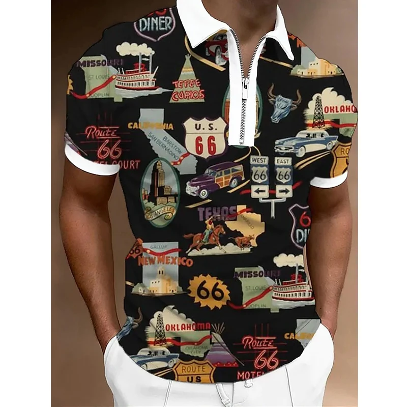 

Новая модная мужская одежда, рубашки поло, одежда для гольфа, Повседневная футболка с коротким рукавом и принтом в виде города, мужская руба...