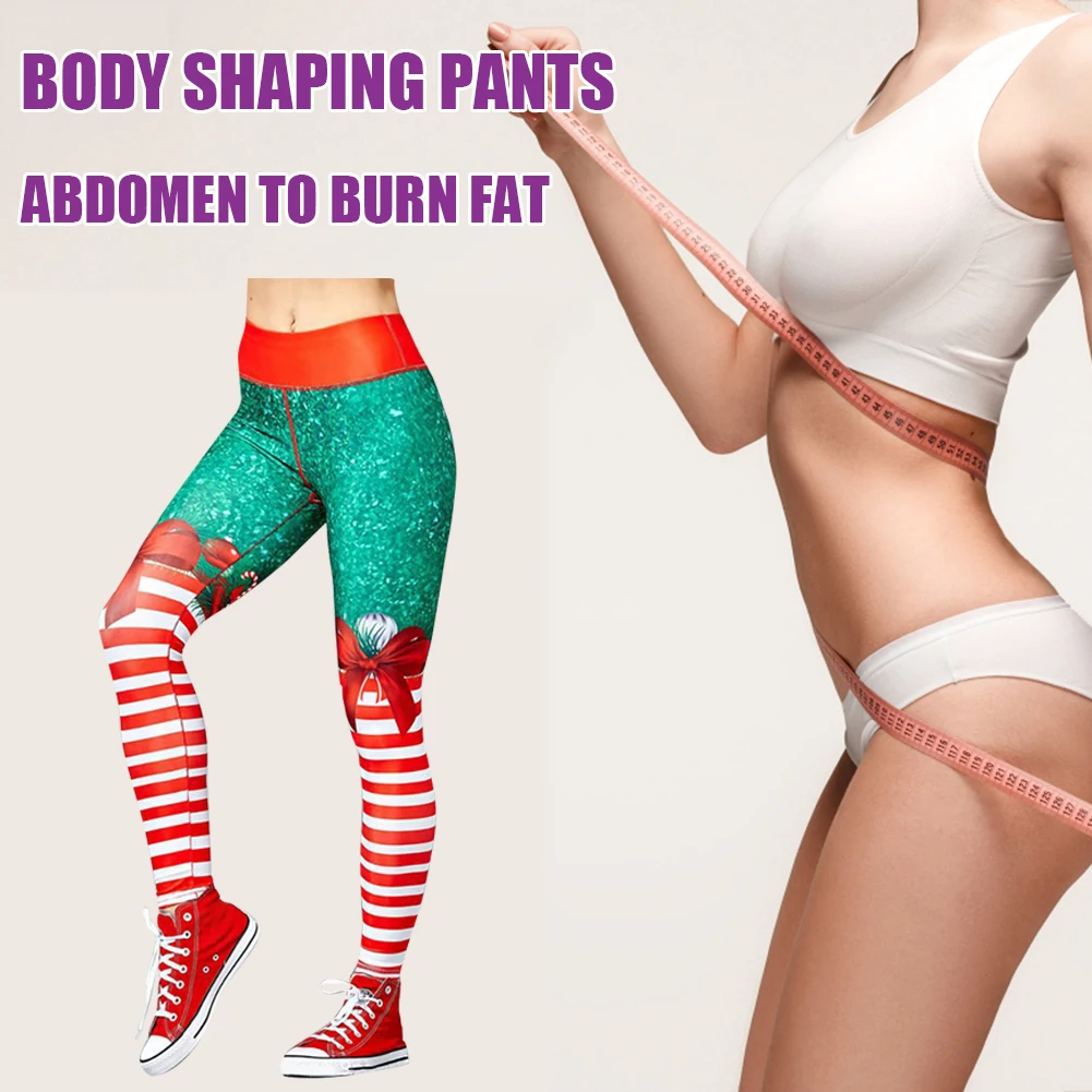 

Women Christmas Sexy High Waist Skinny Leggins Fitness Pants Christmas Print Workout Leggings Stretch Trousers Pants